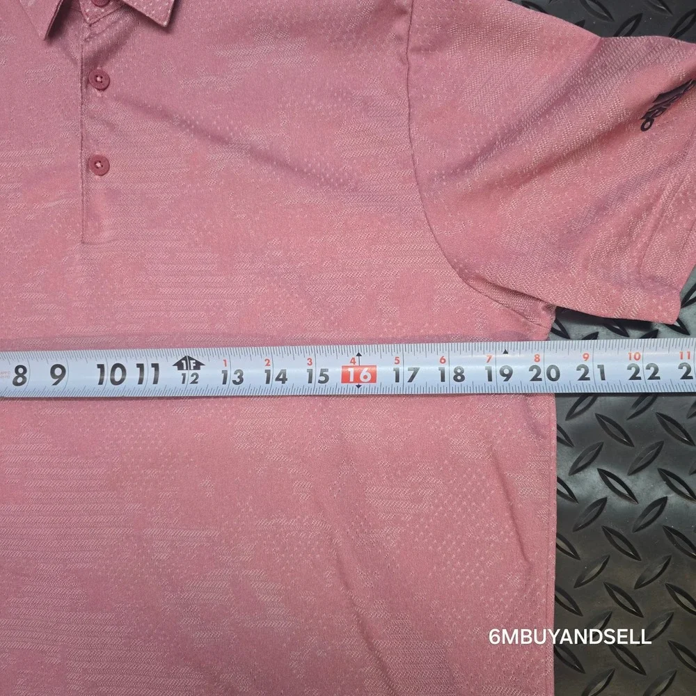 Adidas Primegreen Golf Polo Shirt Mens Medium Pink Textured GM0256 Short Sleeve